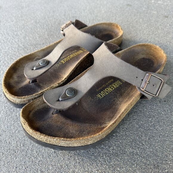 Birkenstock Gizeh Sandals 41 Legendary #43751 Brown Birkibuc Made In Germany - Picture 1 of 6